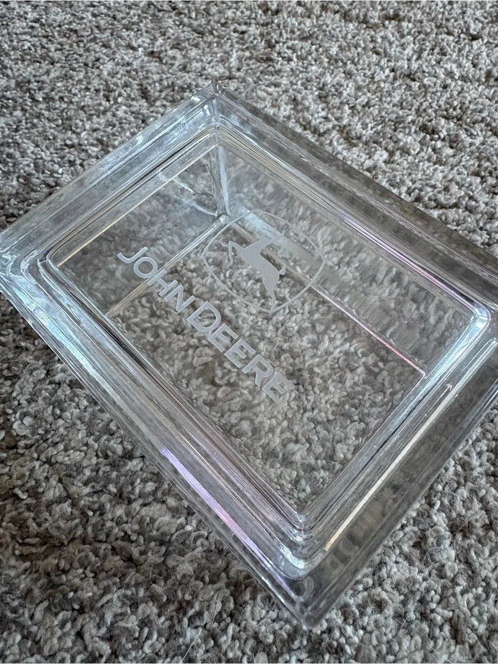 John Deere vintage trinket glass box